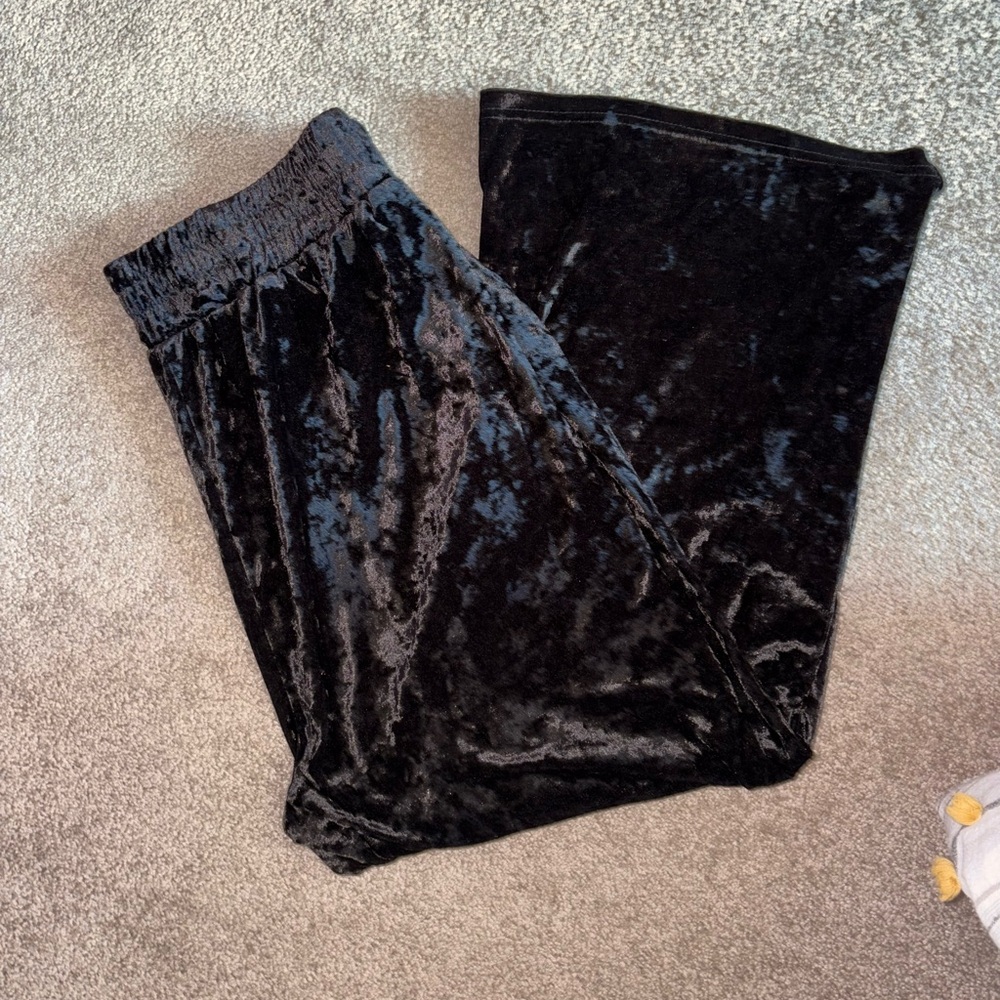 Black Crushed Velvet Pants